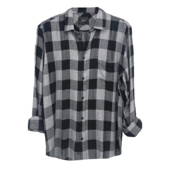 RAILS Lennox Brushed Black Charcoal Gray Buffalo Plaid Flannel Button Shirt XXL - Picture 3 of 9